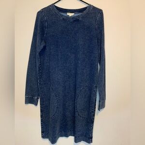 Jane and Delancy Denim-Look Long Sleeve Dress in Washed Blue Size Medium